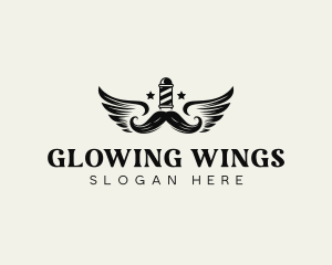 Barber Mustache Wings logo design