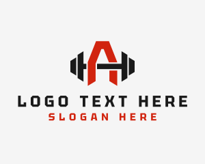 Strength - Barbell Workout Gym Letter A logo design