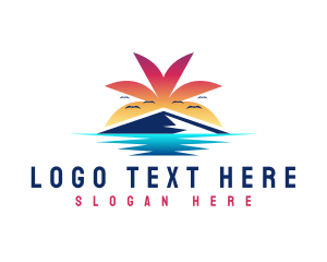 Vacation - Palm Tree Island Vacation logo design