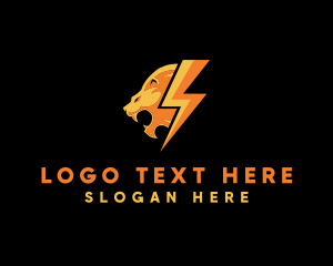 Power Plant - Lion Lightning Bolt logo design