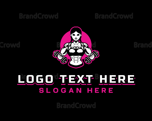 Muscle Woman Gym Trainer Logo