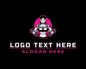 Physique - Muscle Woman Gym logo design