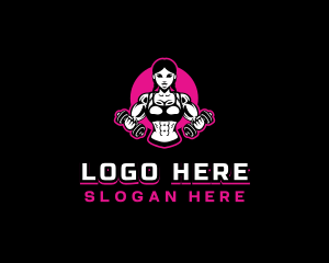 Coaching - Muscle Woman Gym logo design