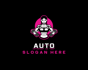 Fit - Muscle Woman Gym logo design
