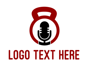 Radio - Fitness Podcast Radio Microphone logo design