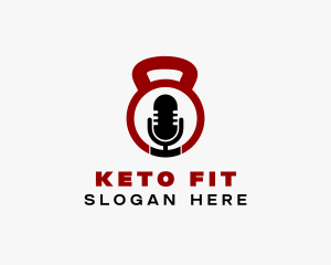 Fitness Podcast Radio Microphone logo design