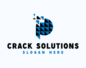 Crack - Abstract Geometric Letter P logo design
