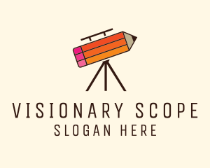 Scope - Pencil Astronomy Telescope logo design