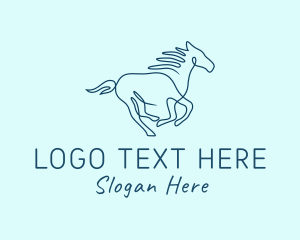 Animal - Blue Monoline Horse logo design
