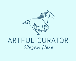 Blue Monoline Horse logo design