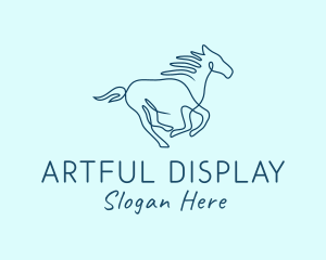 Blue Monoline Horse logo design