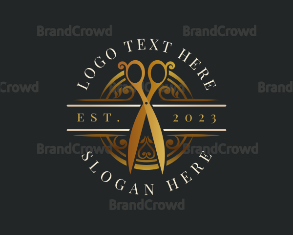 Luxury Barbershop Scissors Logo