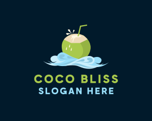 Coconut Drink Waves logo design