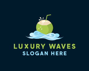 Coconut Drink Waves logo design