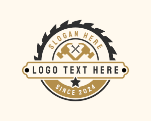 Round Blade - Carpentry Hammer  Woodwork logo design