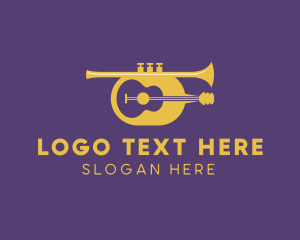 Music School - Guitar Trumpet Wind Instruments logo design