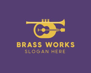 Guitar Trumpet Wind Instruments logo design