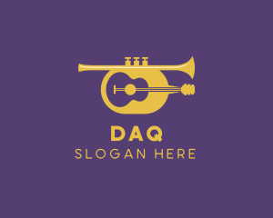 Negative Space - Guitar Trumpet Wind Instruments logo design