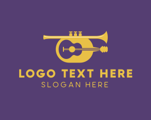 Classical Music - Guitar Trumpet Wind Instruments logo design