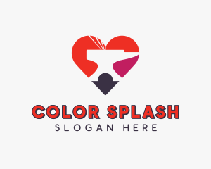 Colorful Heart Anvil  logo design