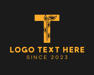 Floral - Gold Vine Fashion Letter T logo design