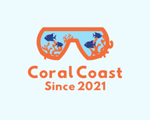 Snorkeling Mask Aquarium logo design