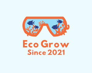 Aquaponics - Snorkeling Mask Aquarium logo design