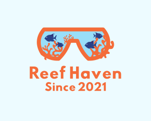 Snorkeling Mask Aquarium logo design