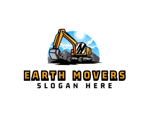Excavator Machinery Excavation logo design