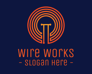 Wire - Circuit Light Bulb logo design