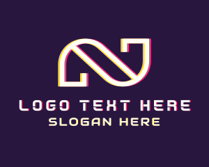 Techno - Cyber Glitch Letter N logo design