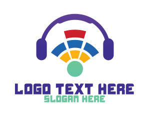 Earphones - Colorful Wireless Media logo design
