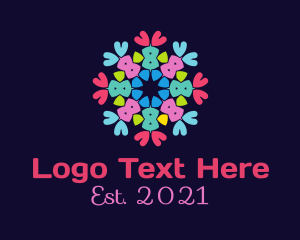 Textile - Floral Heart Mosaic logo design