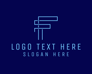 Digital Tech Letter F logo design