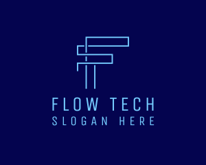 Digital Tech Letter F logo design