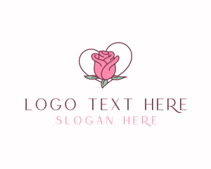 Botanical - Rose Bud Heart logo design