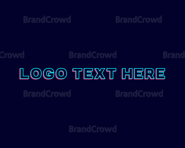 Neon Glitch Technology Wordmark Logo