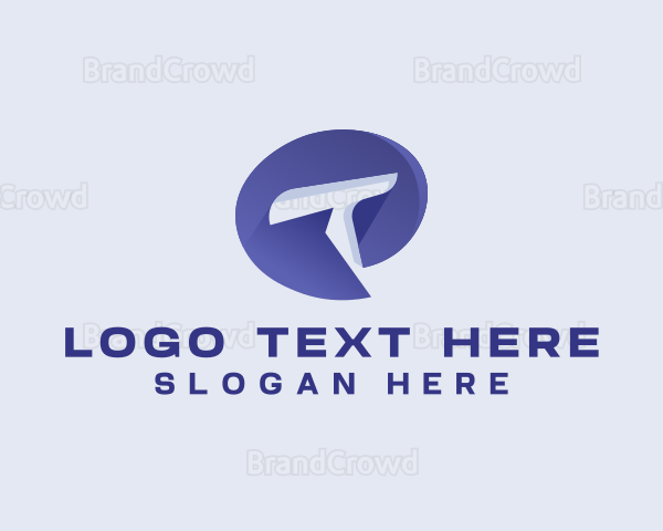Digital Messaging App Letter T Logo