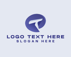 Chat - Digital Messaging App Letter T logo design