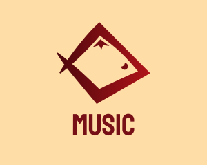 Simple - Red Mountain Fish logo design