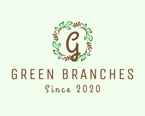 Branch Plant Wreath logo design