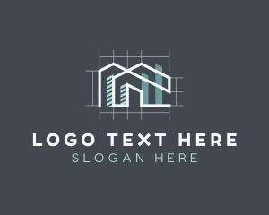 Structure - House Blueprint Architecture logo design