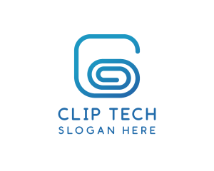 Paperclip - Blue G Clip logo design