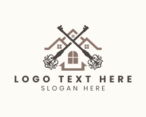 Land Developer - Home House Ornate Key logo design