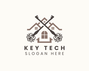 Home House Ornate Key logo design