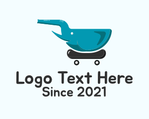 Shopping - Elephant Push Cart logo design