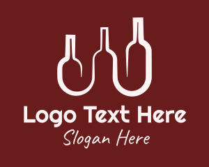 Winemaker - Monoline Wavy Bottles logo design
