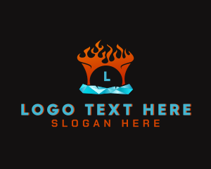 Cold - Ice Fire Heating logo design