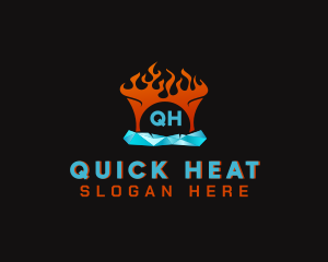 Ice Fire Heating logo design