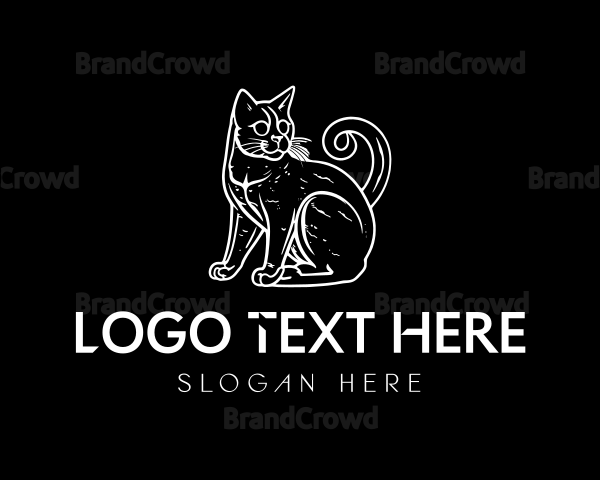 Black Feline Pet Cat Logo